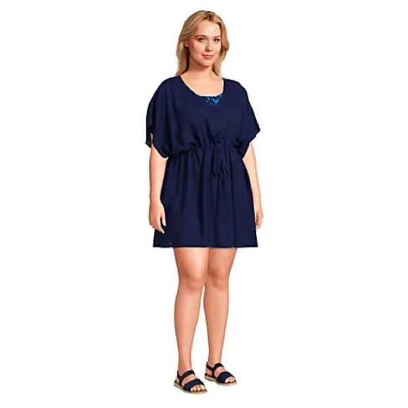 Land’s End Plus Standard Sizes swim coverup Lightweight Model Navy Blue Various - Picture 5 of 7